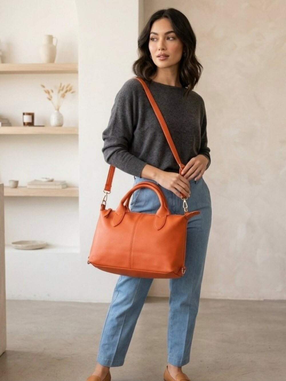 Elegant Striking Orange Women’s Shoulder Bag with Dual Carry/ Y2K